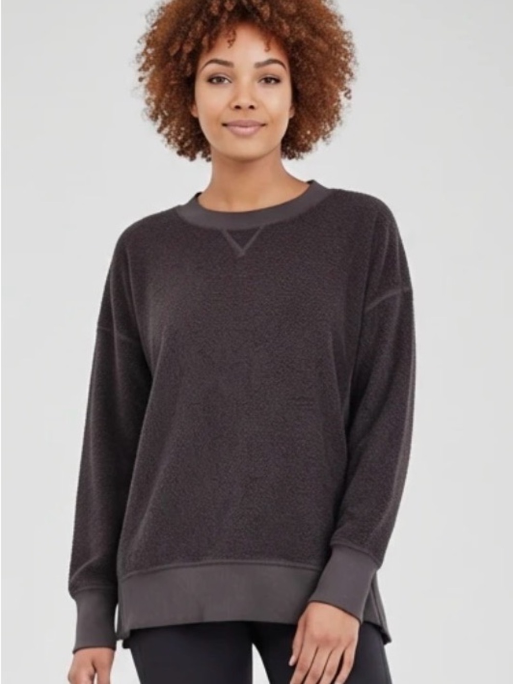 Aerie Plum Sherpa Fleece Oversized Crewneck Sweatshirt - Size Medium